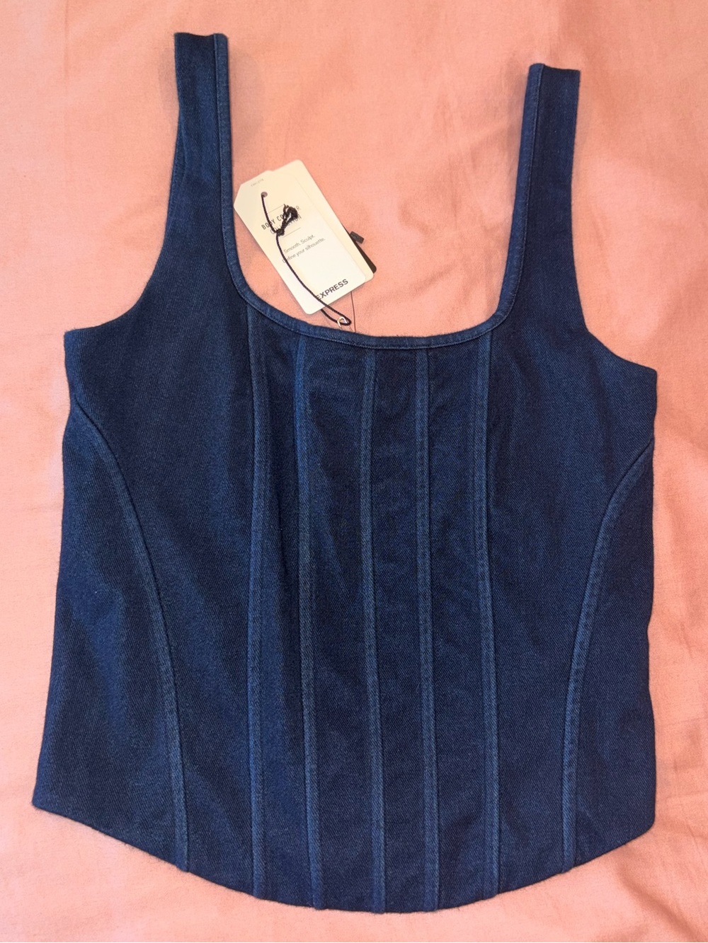 Express Navy Structured Square-Neck Tank